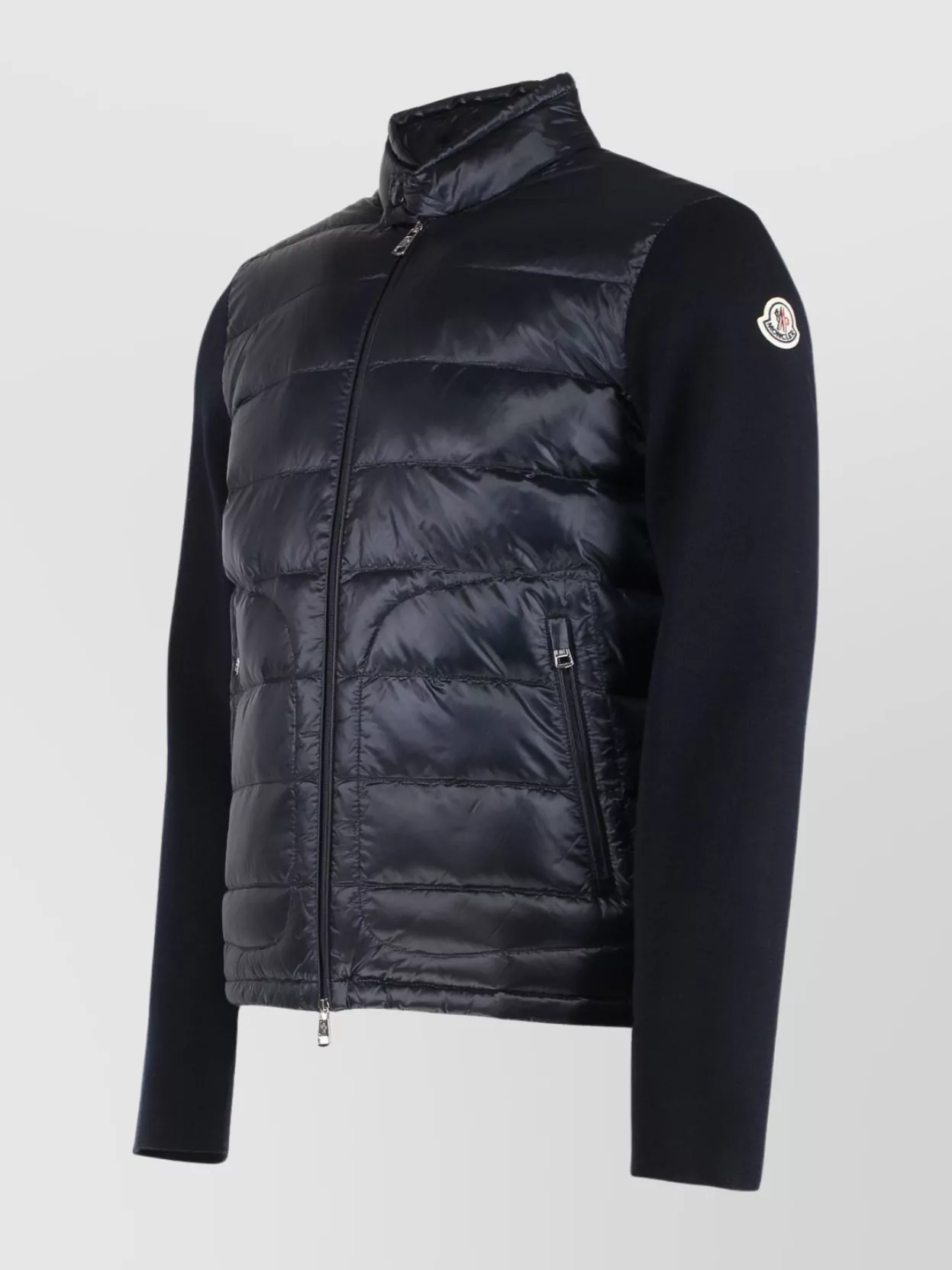 Moncler Padded Front Panel Cardigan With High Collar