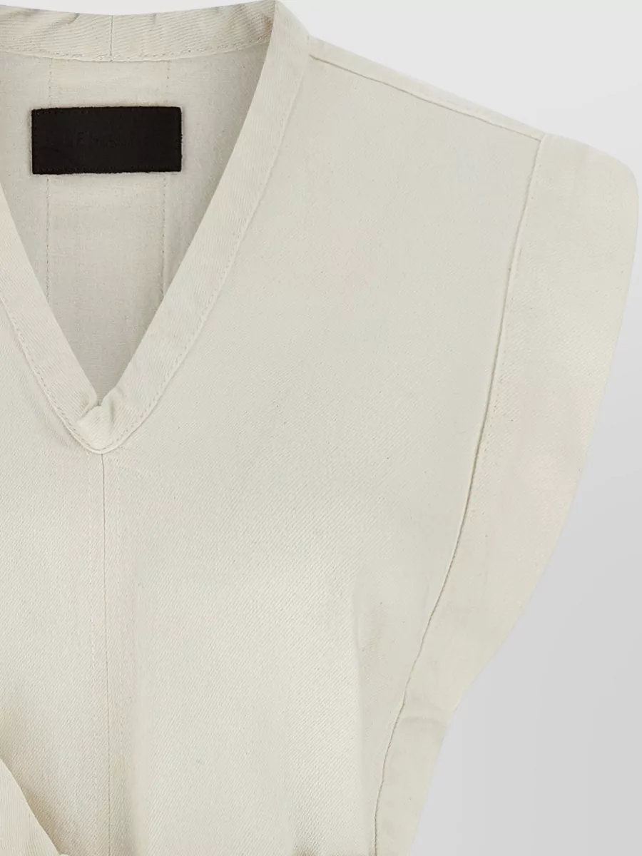 Lemaire Denim V-Neck Belted Blouse