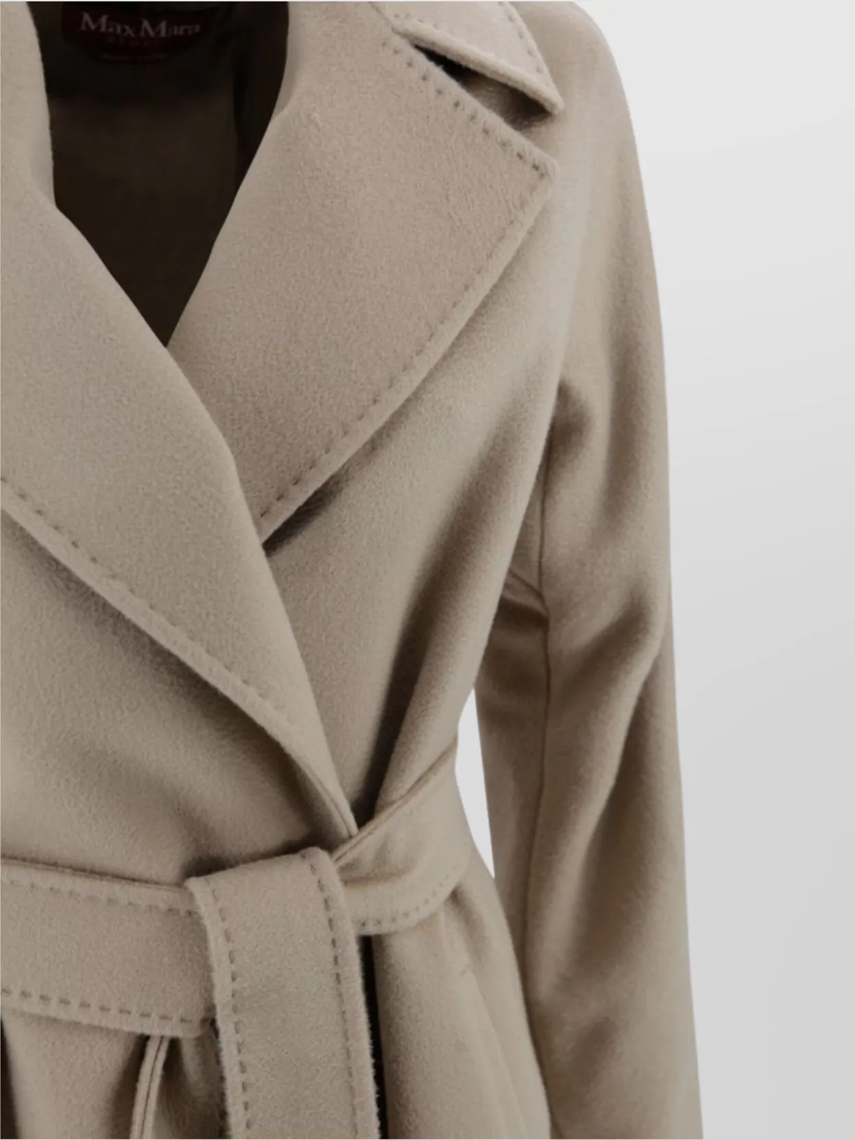 S Max Mara Waist Belted Long Sleeve Coat Lapel Pocket