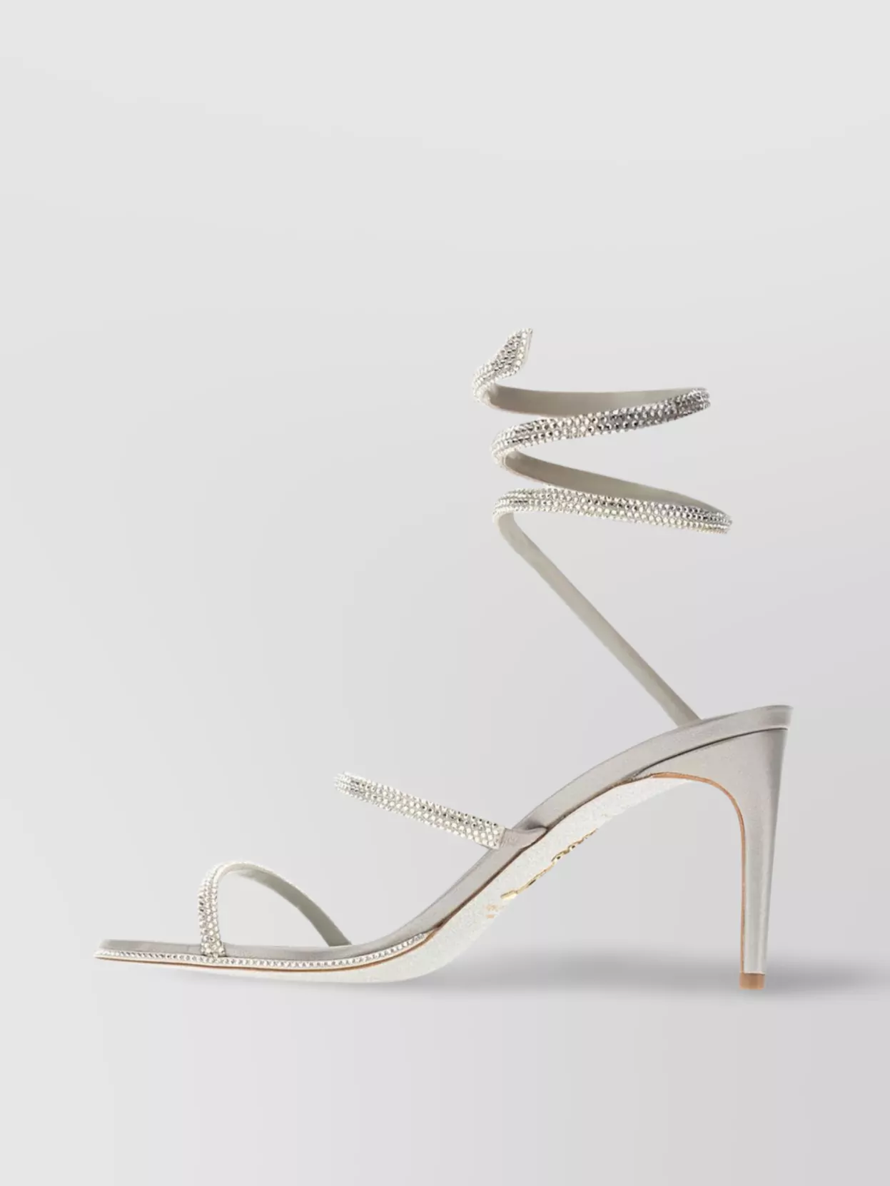 René Caovilla Open Toe Strappy Embellished Pumps In White