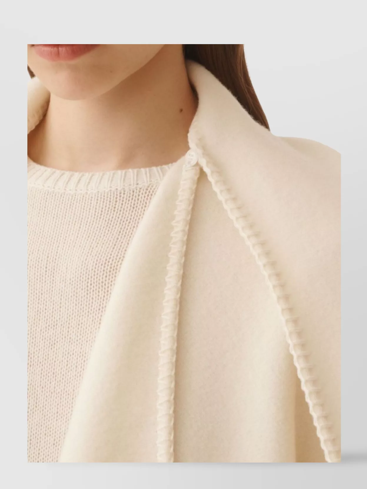 Fabiana Filippi Asymmetrical Design Wool Cape In Neutral