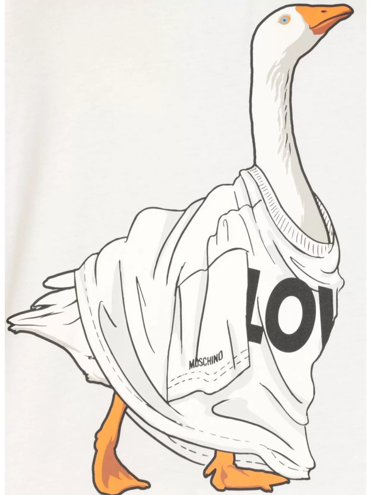 Moschino Organic Cotton Jersey T-shirt Goose In White