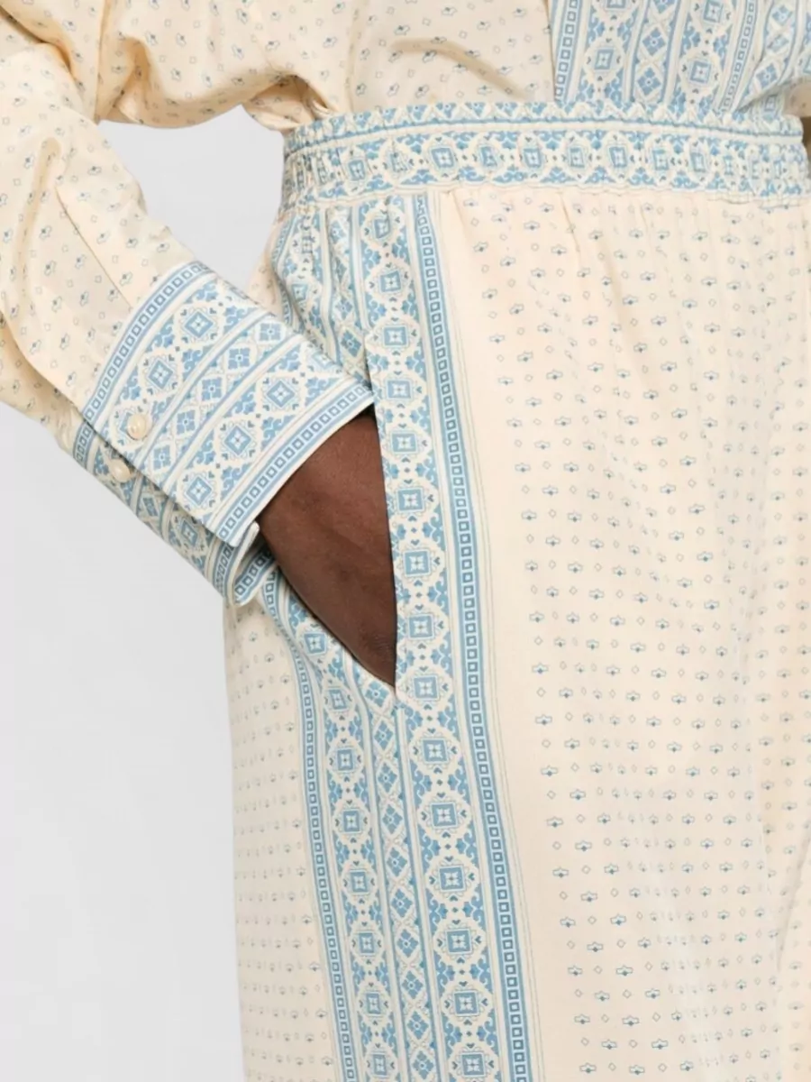 Ermanno Scervino Silk Geometric-Print Wide-Leg Pants
