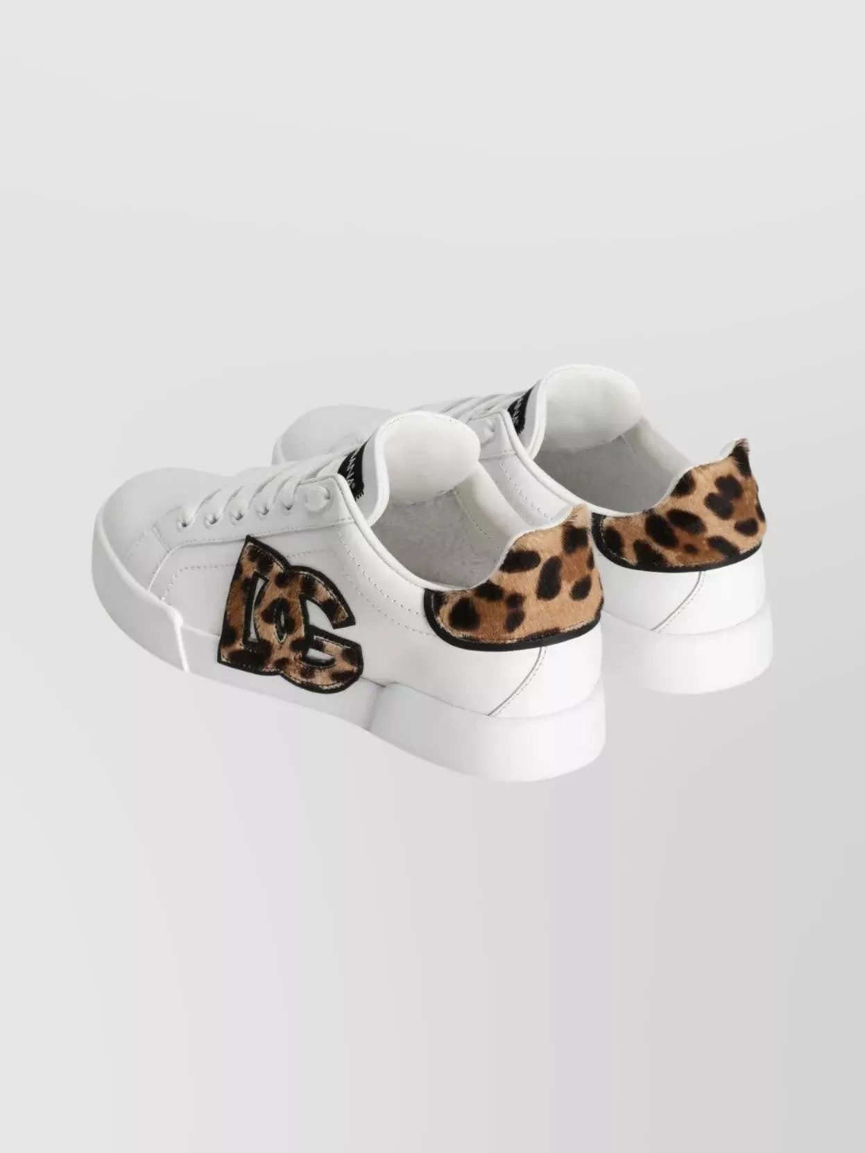 Dolce&Gabbana Portofino Leather Sneaker Animal Print Detail