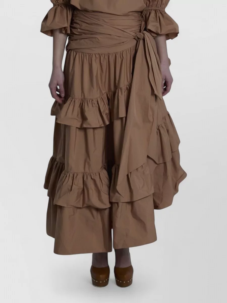 Chloé Cotton asymmetric tiered maxi skirt