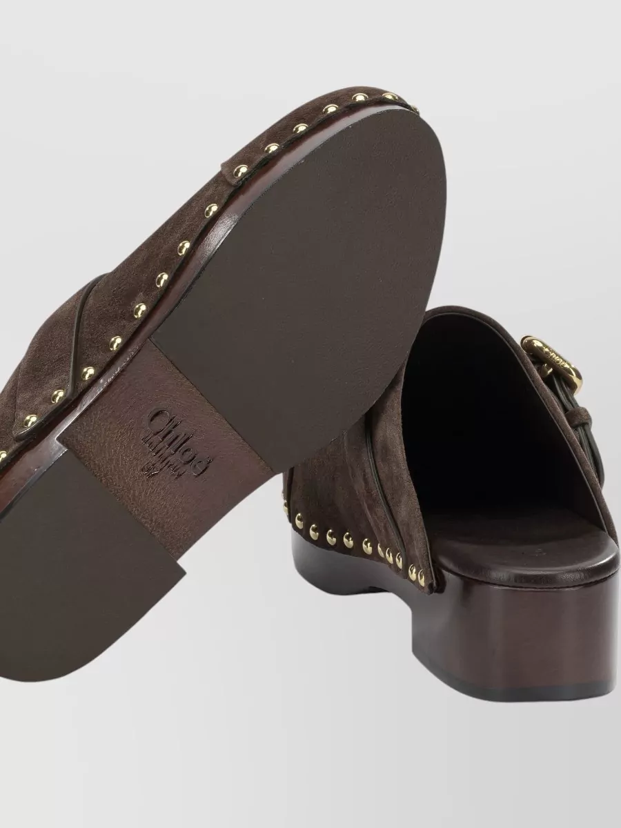 Chloé Suede Leather Jeannette Clog Mules