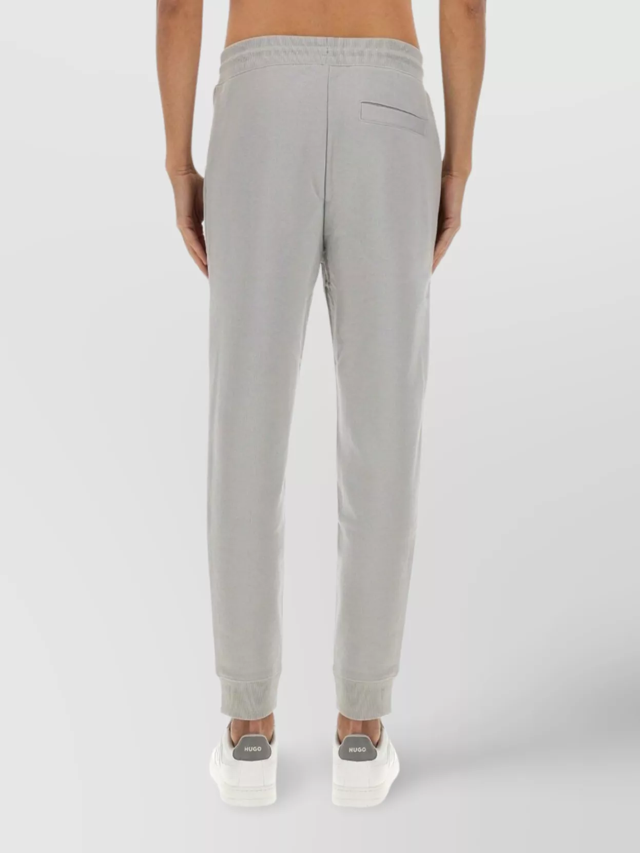 Hugo Boss Elastic Waistband Cotton Jogger Pants In Gray