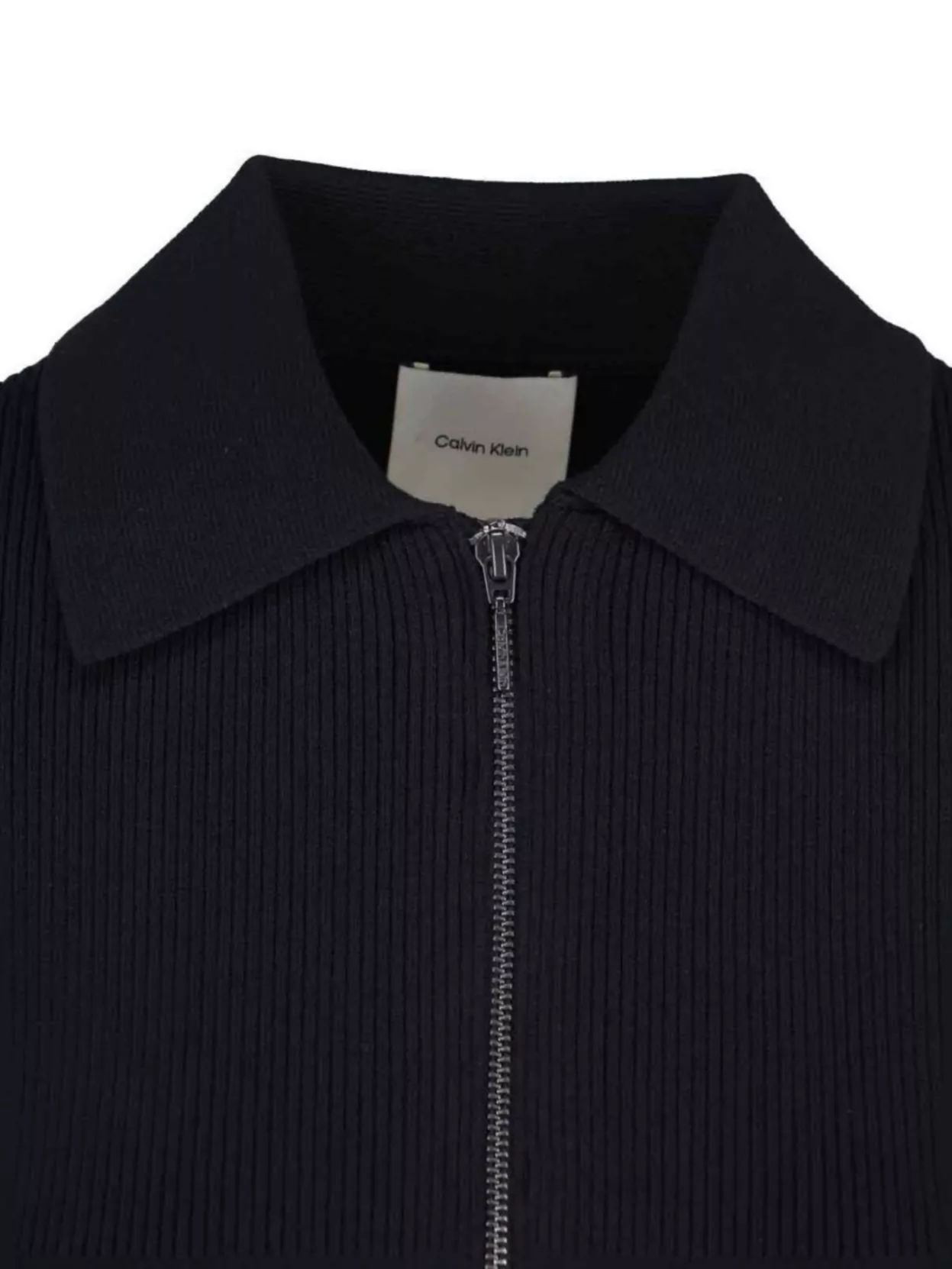 Calvin Klein Ribbed Collared Knitwear Short Sleeves