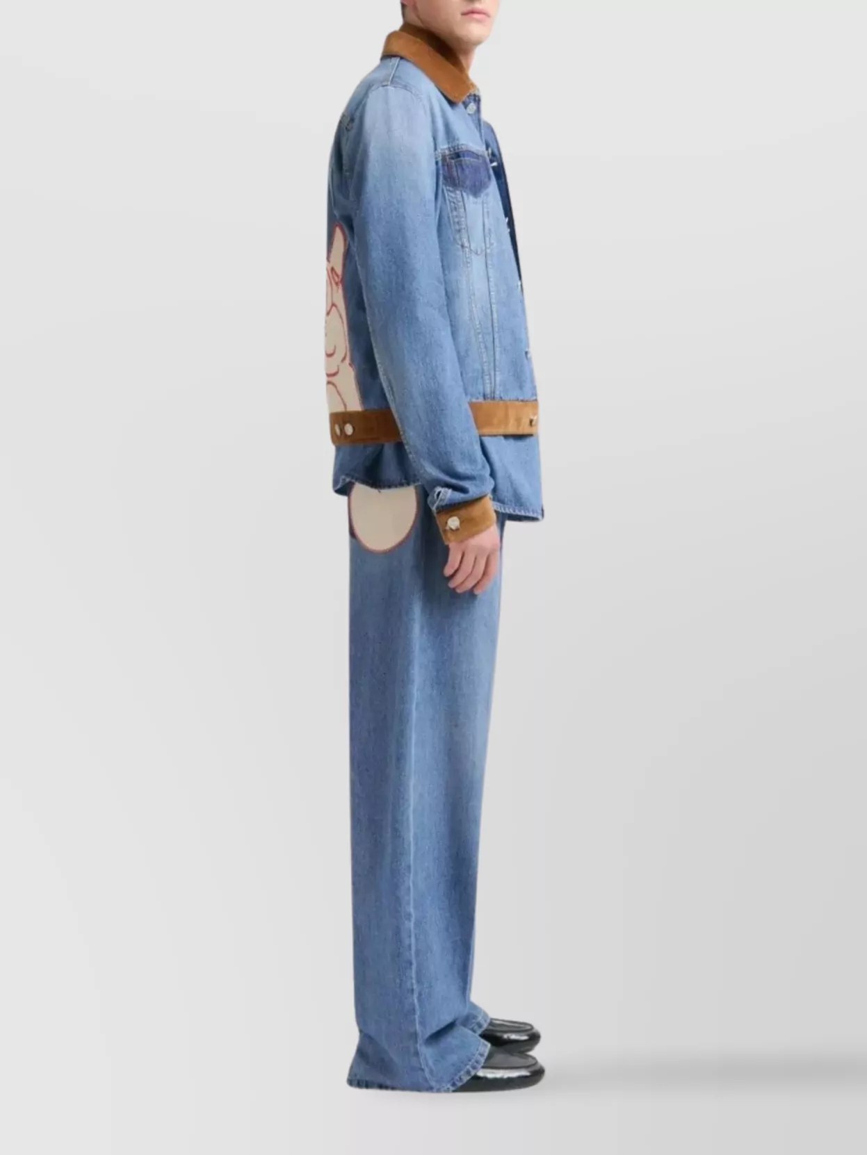 Marni Long Sleeve Denim Shirt With Velvet Collar