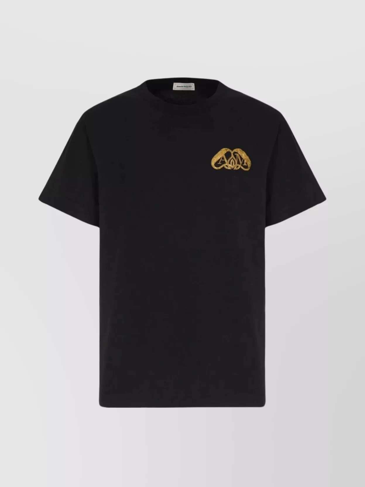 Shop Alexander Mcqueen Organic Cotton Crewneck Logo T-shirt In Black