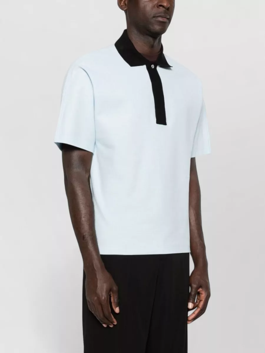 Lanvin Cotton Contrast Collar Short Sleeve Polo Shirt