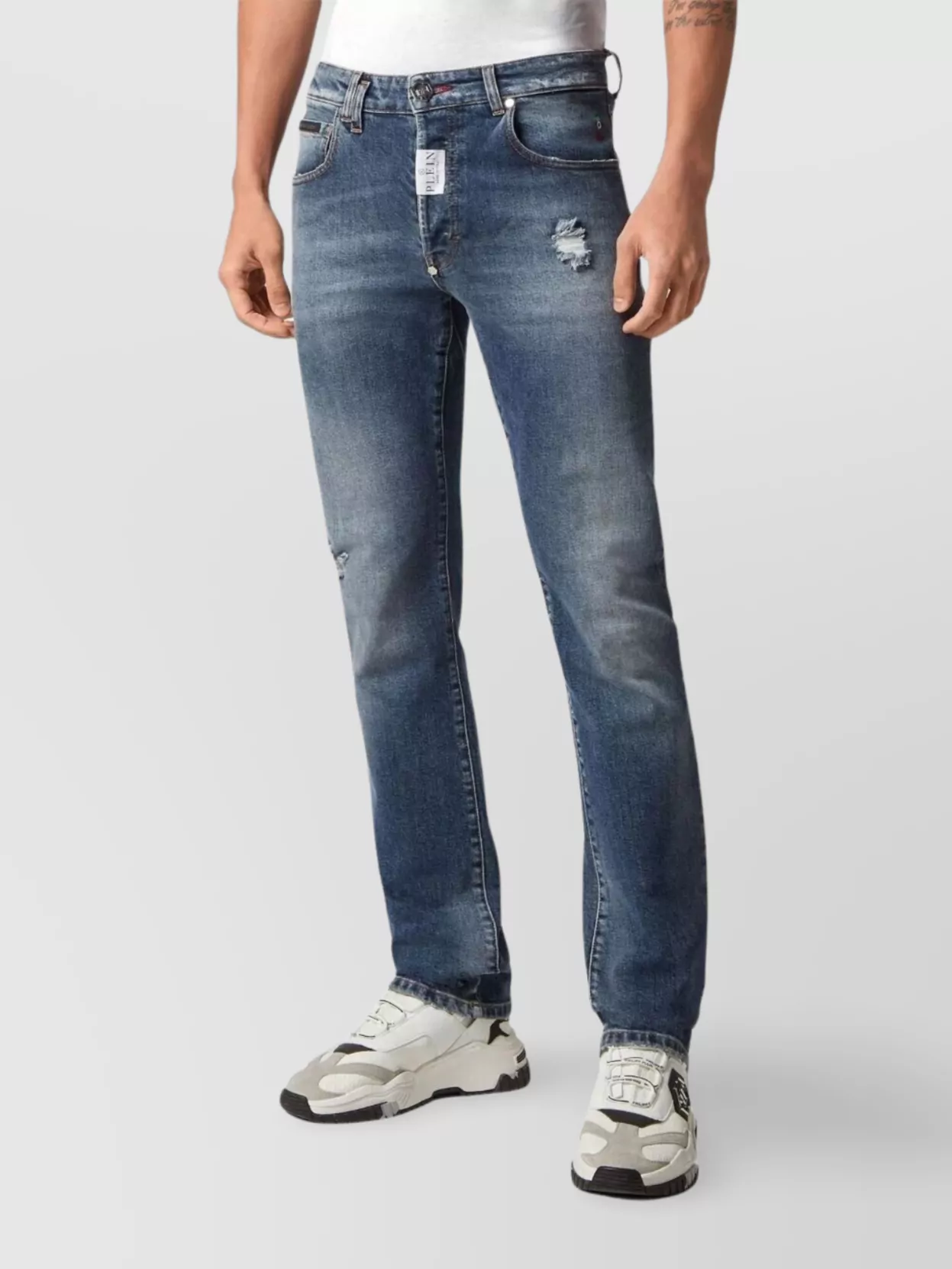 Philipp Plein Casual Trousers With Distressed Finish And Five Pockets