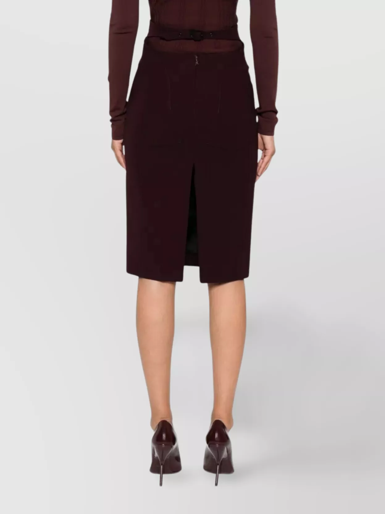 Mugler High-Waisted Fitted Midi Skirt Back Slit
