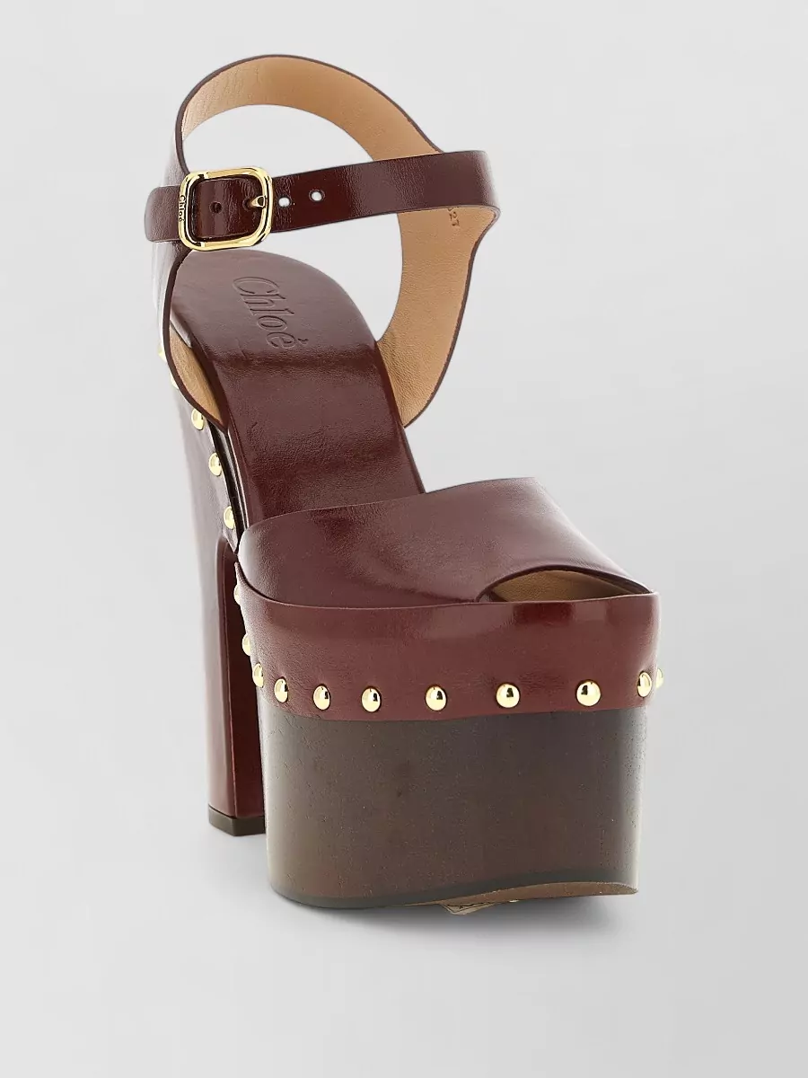 Chloé leather studded platform clog sandals