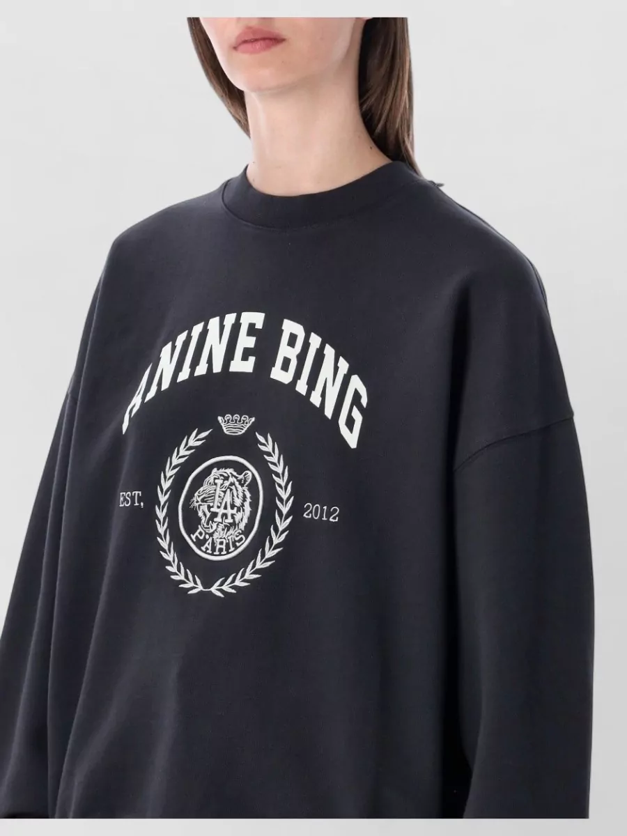 Anine Bing Cotton Oversized Logo-Print Sweatshirt