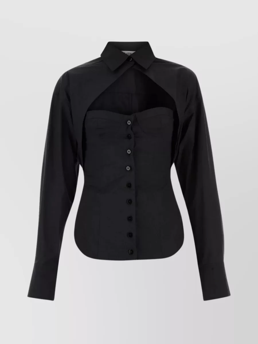 Shop Attico Versatile Stretch Poplin Shirt In Black