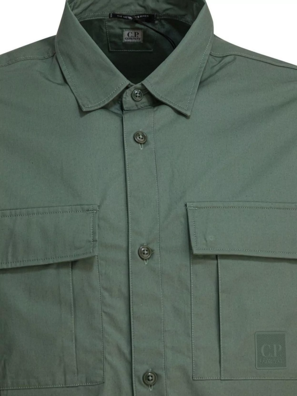 C.p. Company Collared Shirts With Pockets And Cuffed Sleeves In Green