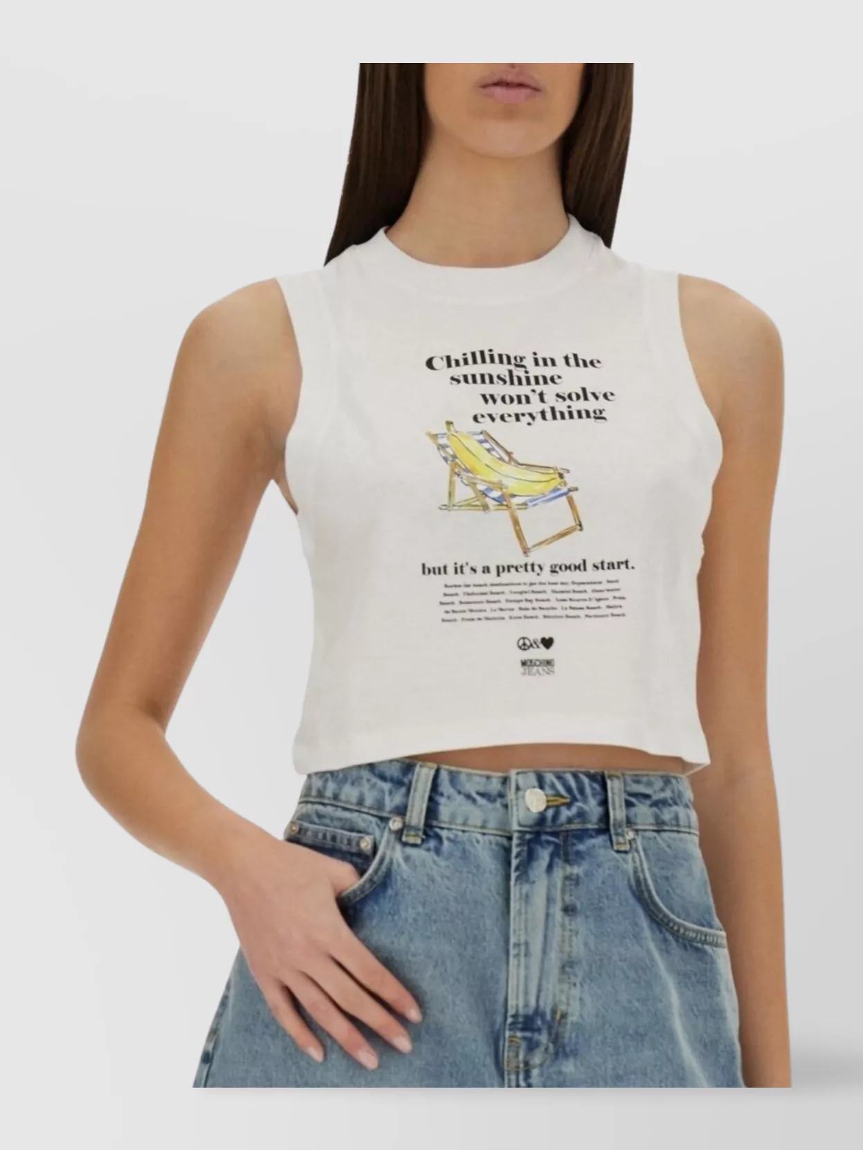 Moschino Graphic Print Sleeveless Crop Top