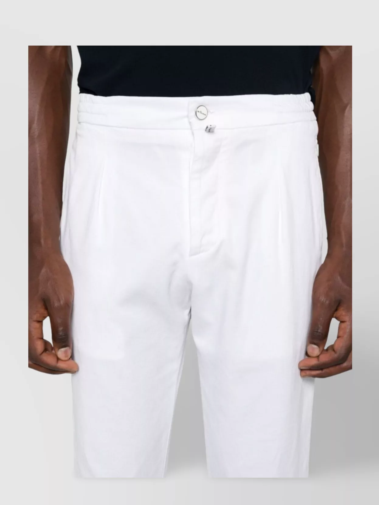 Shop Kiton Gabardine Drawstring Men's Trousers In White