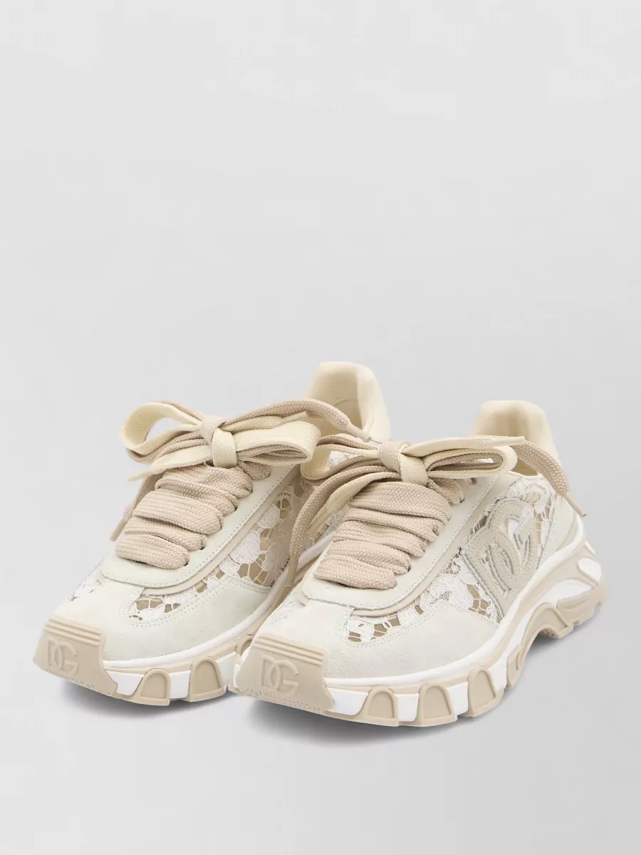Dolce&Gabbana Lace And Suede Low-Top Sneakers