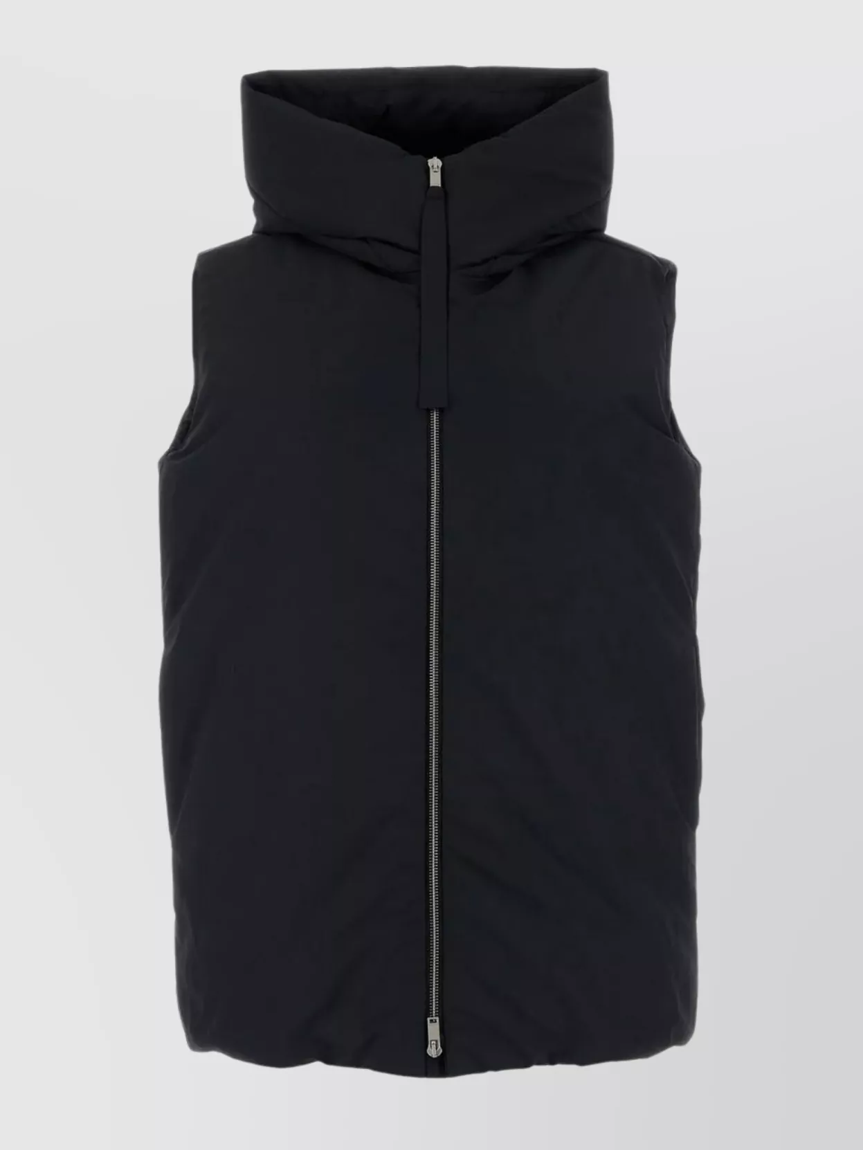 Shop Jil Sander Polyester Sleeveless Jacket With Hood And High Collar In Black