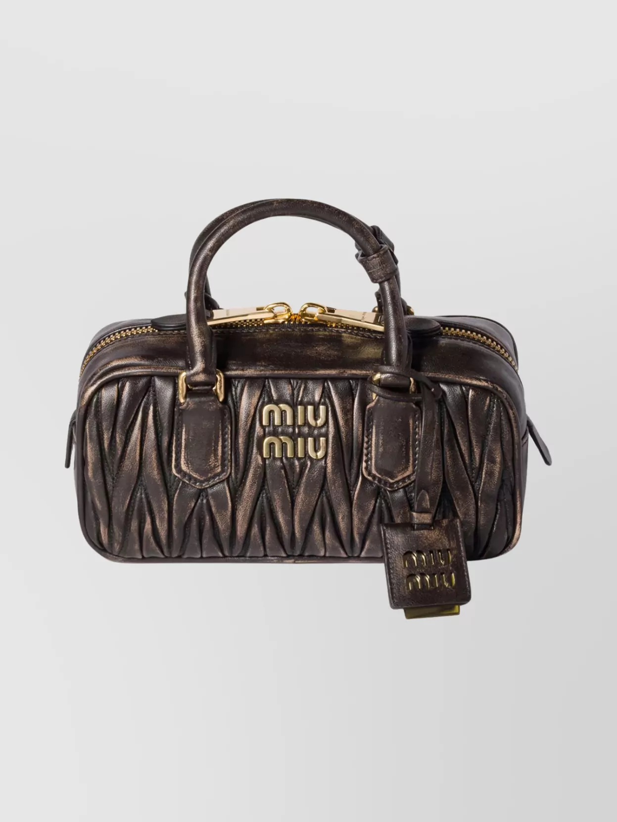 Miu Miu Quilted Top Handle Clutch Bag With Strap In Black