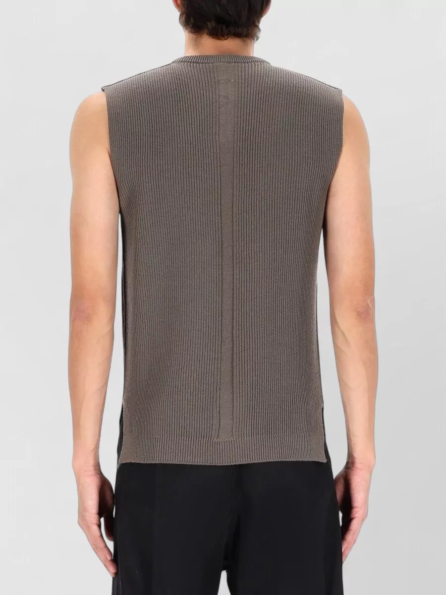 Rick Owens Sleeveless Ribbed Crew Neck Knitted Top