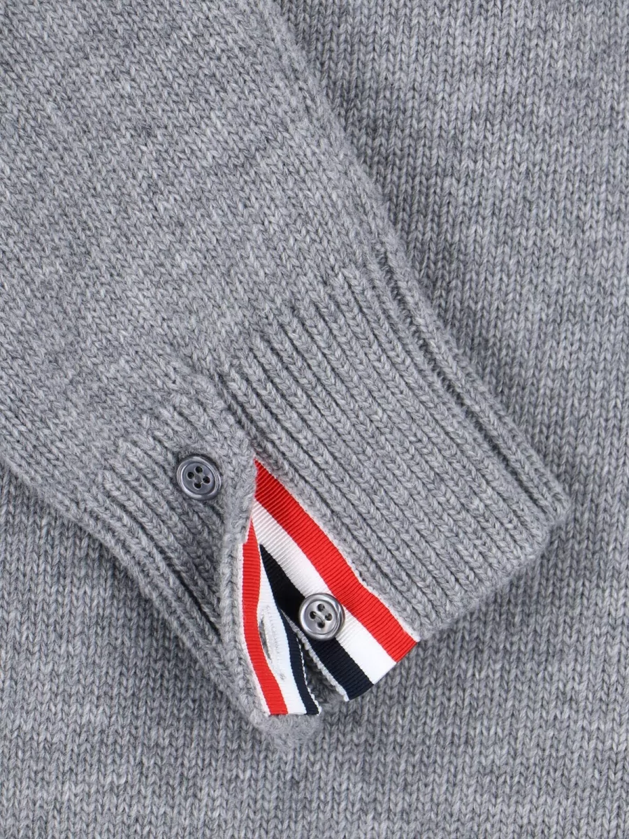 Thom Browne Virgin Wool Ribbed Zip Sweater