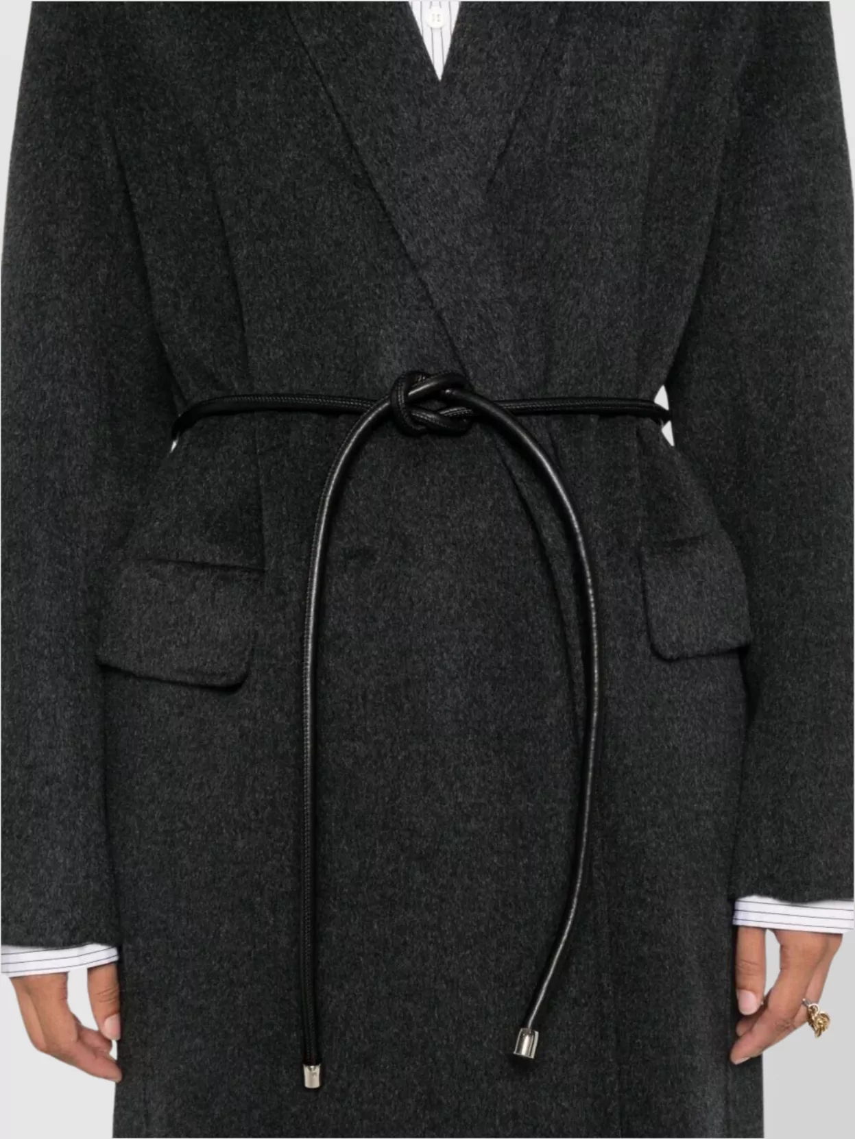 Semicouture Lapel Coat Belted Waist Pockets