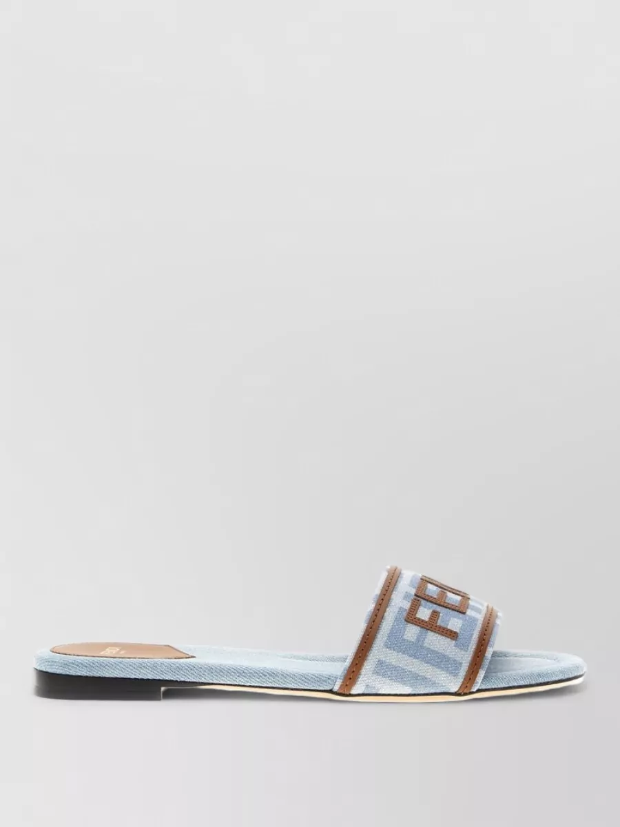 Fendi denim logo-print slides