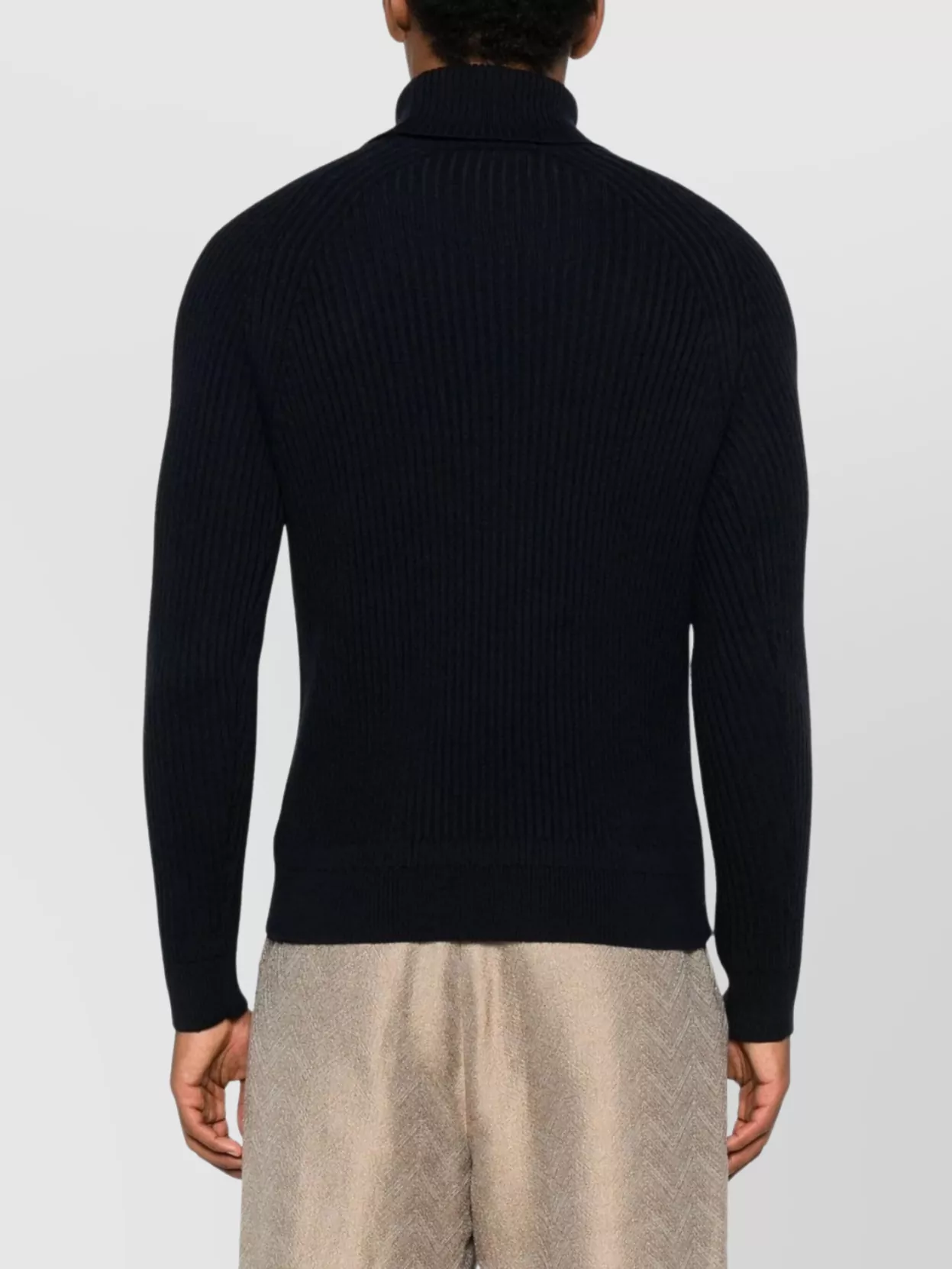 Zanone Turtleneck Long Sleeve Ribbed Knit Sweater