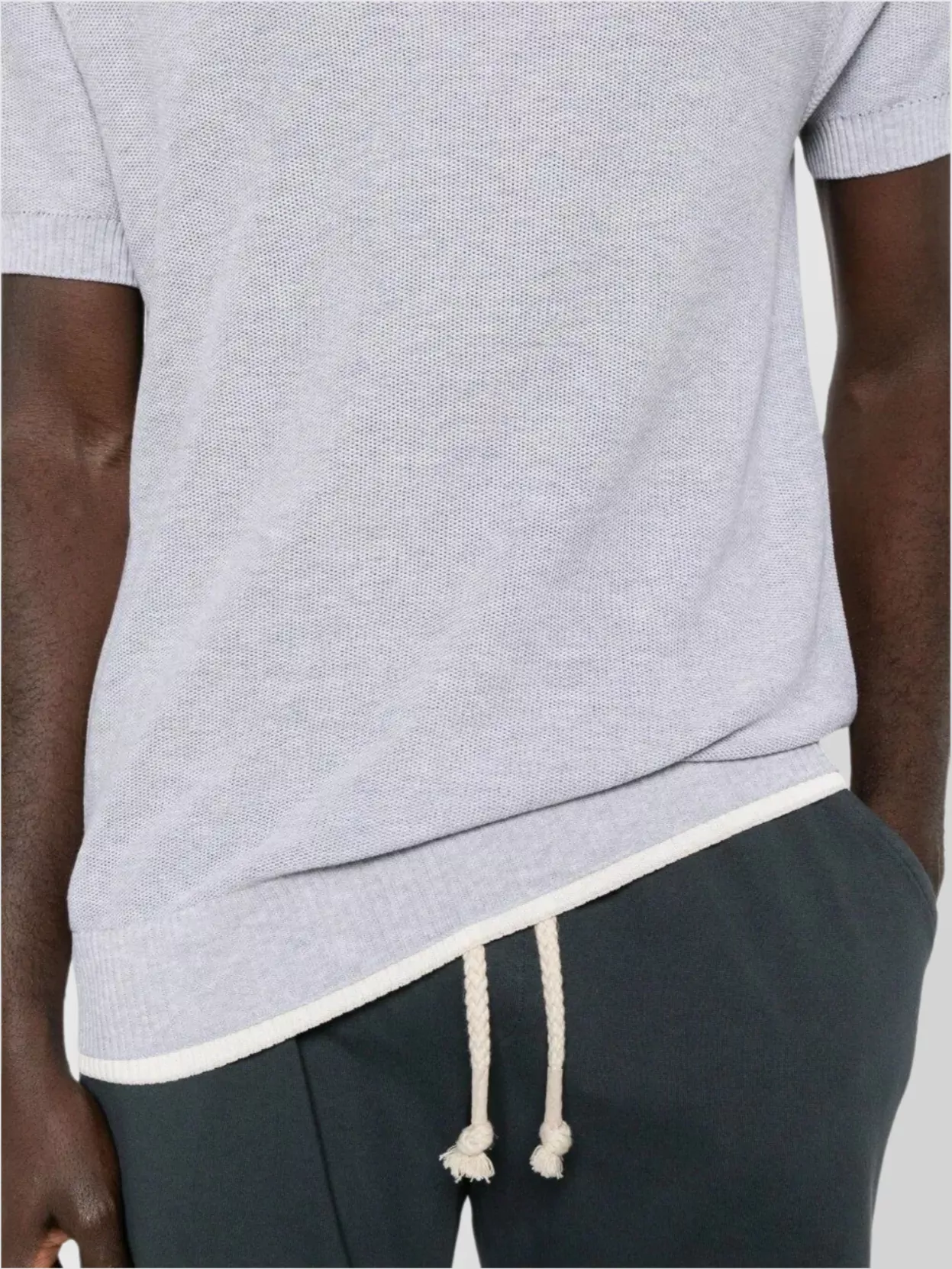 Eleventy Crew Neck Striped Detail T-Shirt