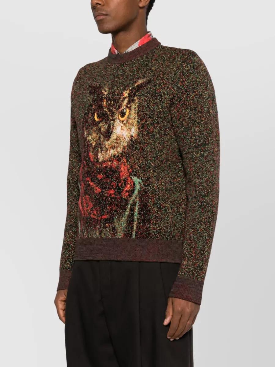 Etro Wool Blend Ribbed Crew Neck Sweater