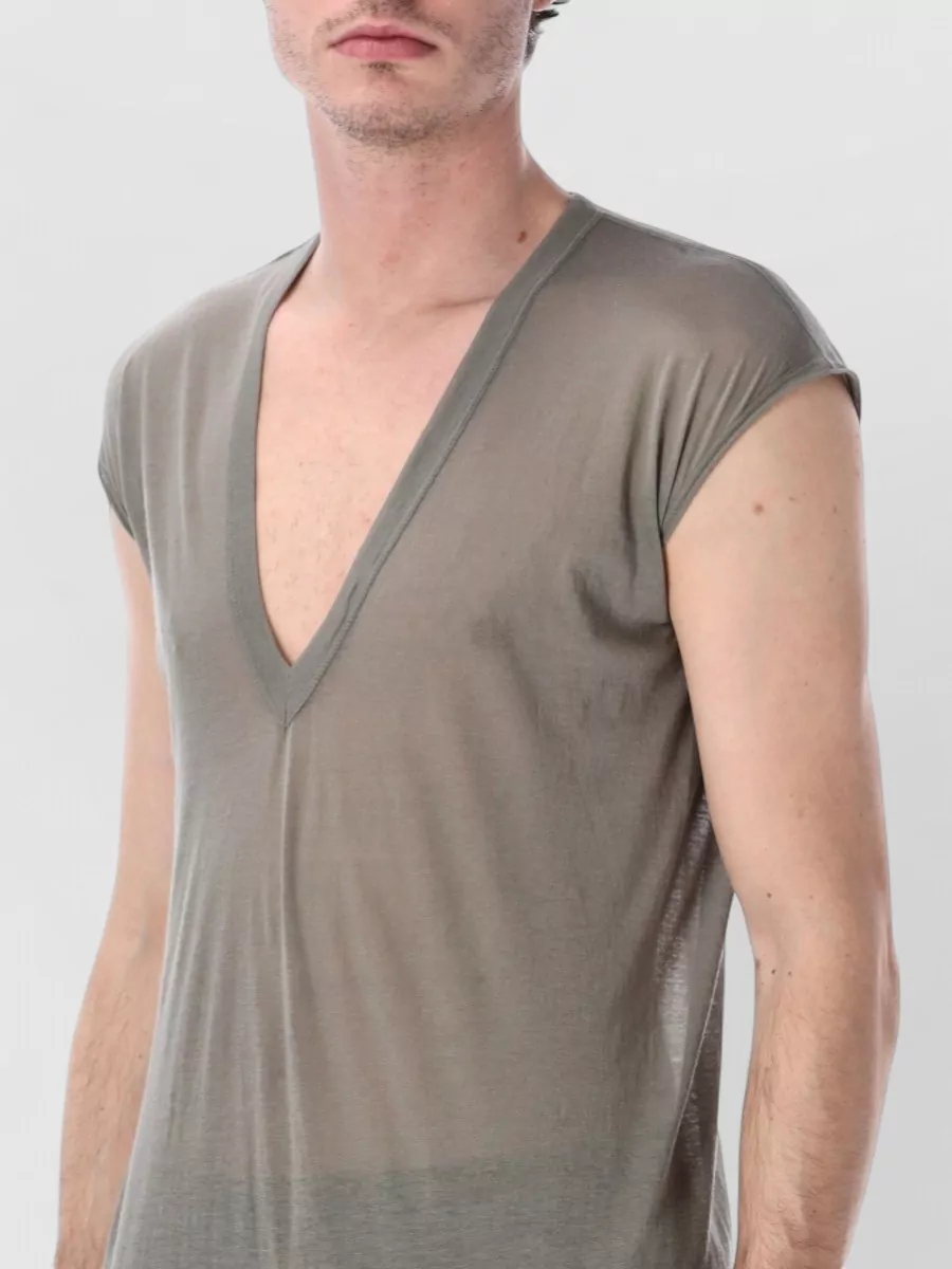 Rick Owens Deep V Neck Sleeveless Jersey Top