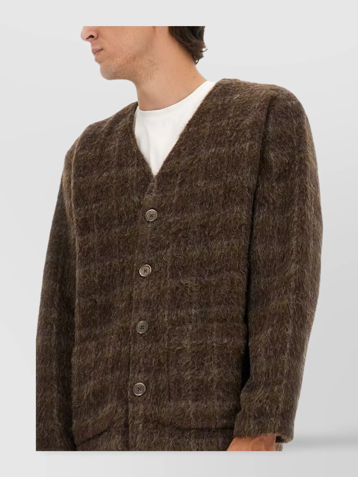 Our Legacy Checkered V-Neck Sweater Textured Fabric