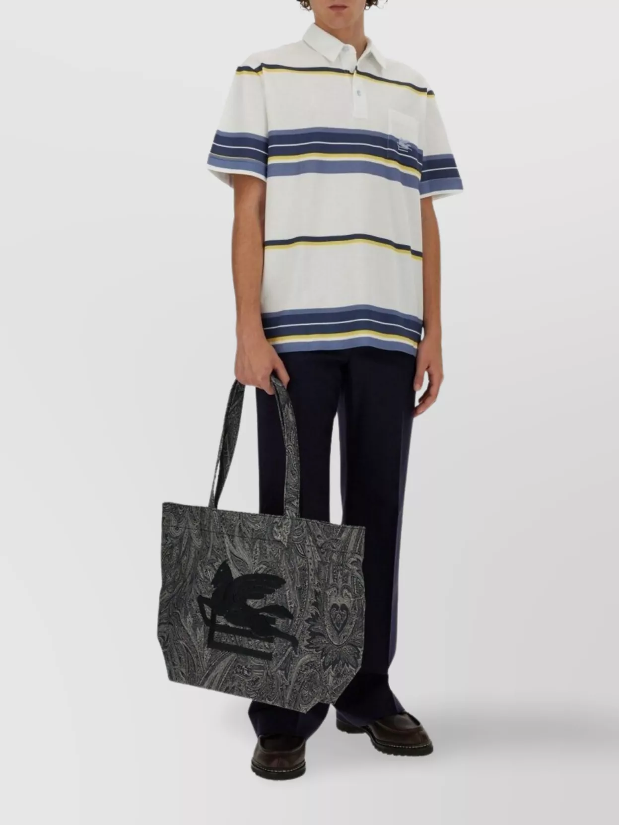 Etro Pegasus Embroidered Polo Shirt With Chest Pocket