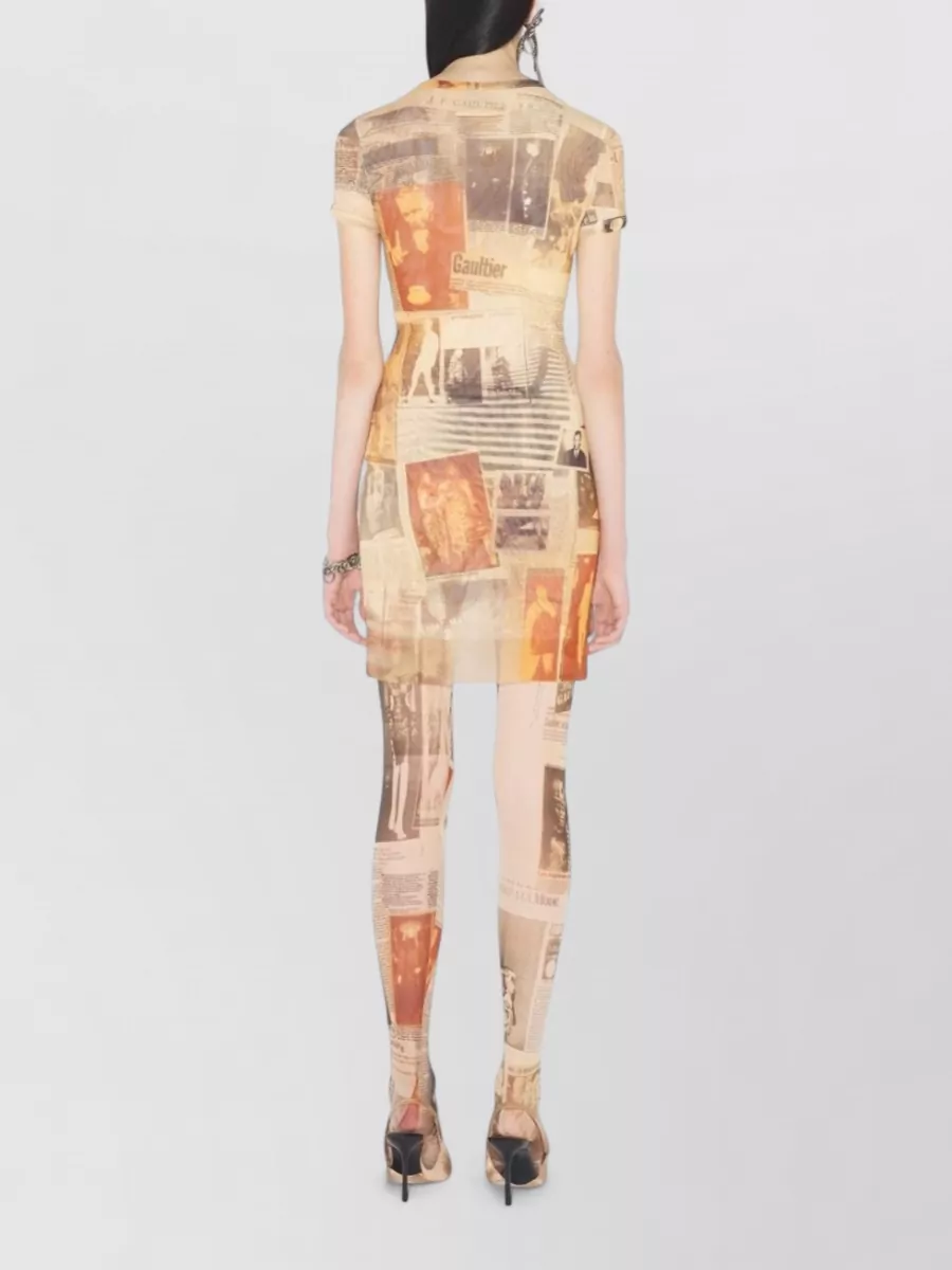 Jean Paul Gaultier Knee Length Dress Crew Neck Newspaper