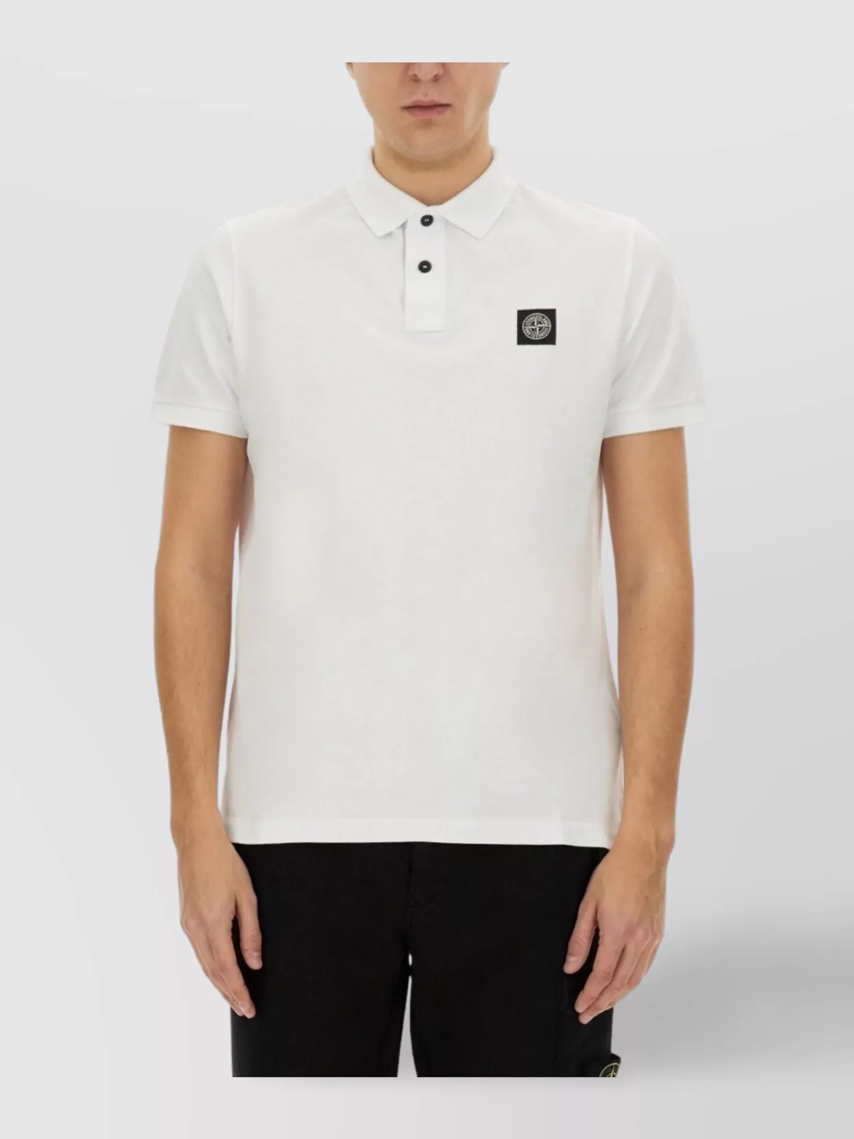 Stone Island Logo Embroidered Polo Shirt