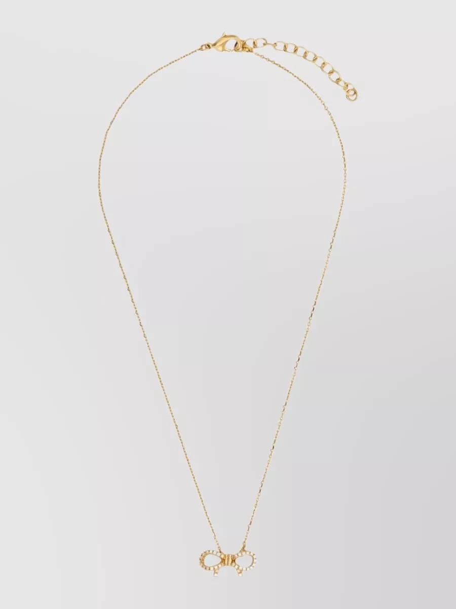 Ferragamo crystal-embellished bow pendant necklace