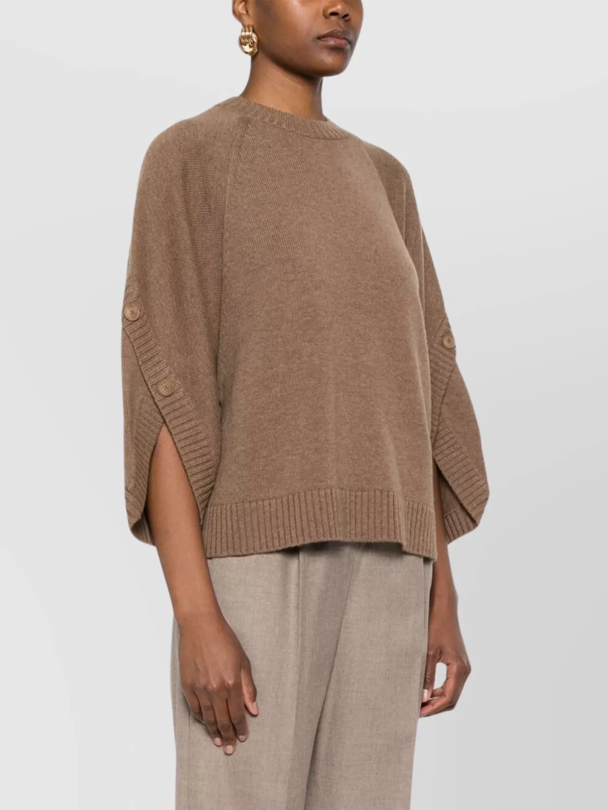 Max Mara Knitwear Crewneck Button Accents