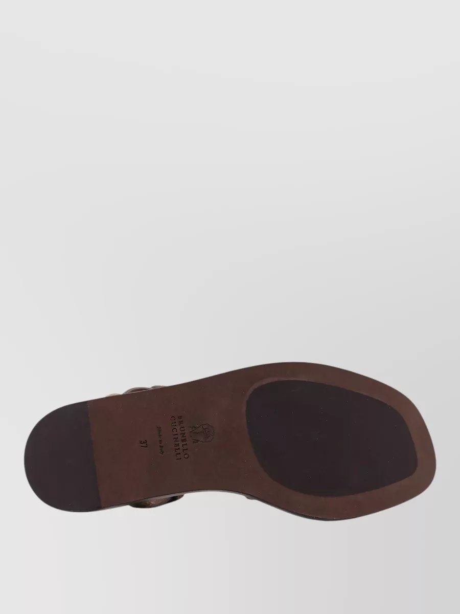 Brunello Cucinelli Suede Sandals Monili Beads Ankle Strap