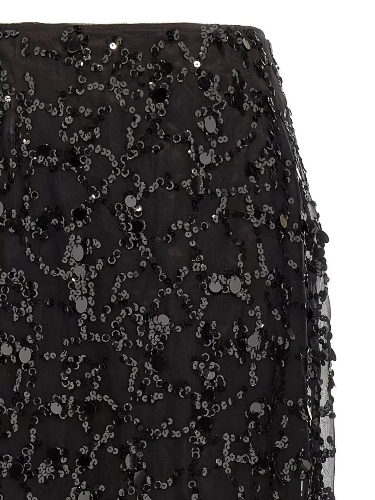 Shop Fabiana Filippi High Waist Sequin Skirt With Sheer Overlay