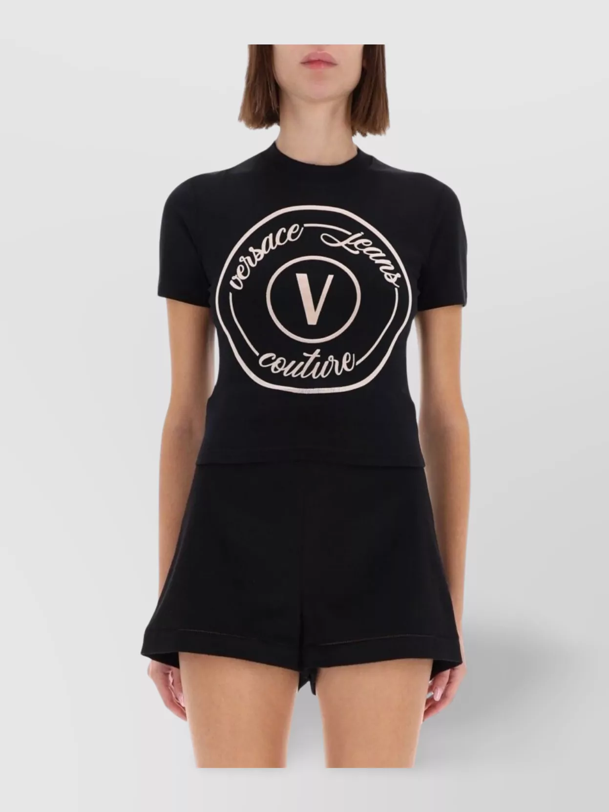 Versace Jeans Couture Fitted Short Sleeve Crew Neck Top