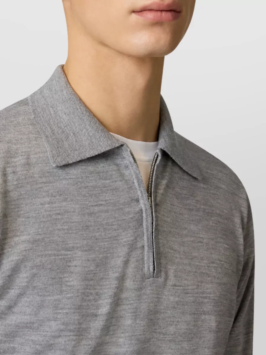 Lardini Cashmere Silk Wool Half-Zip Polo Sweater
