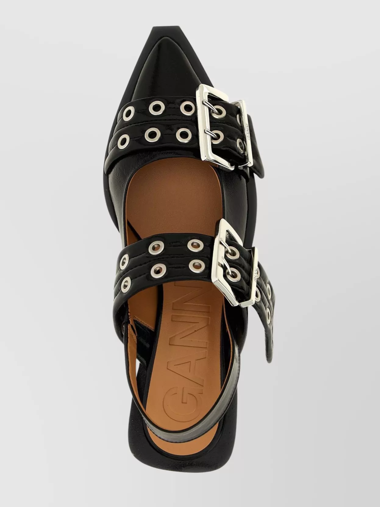 Ganni Buckle Slingback Eyelet Detailing