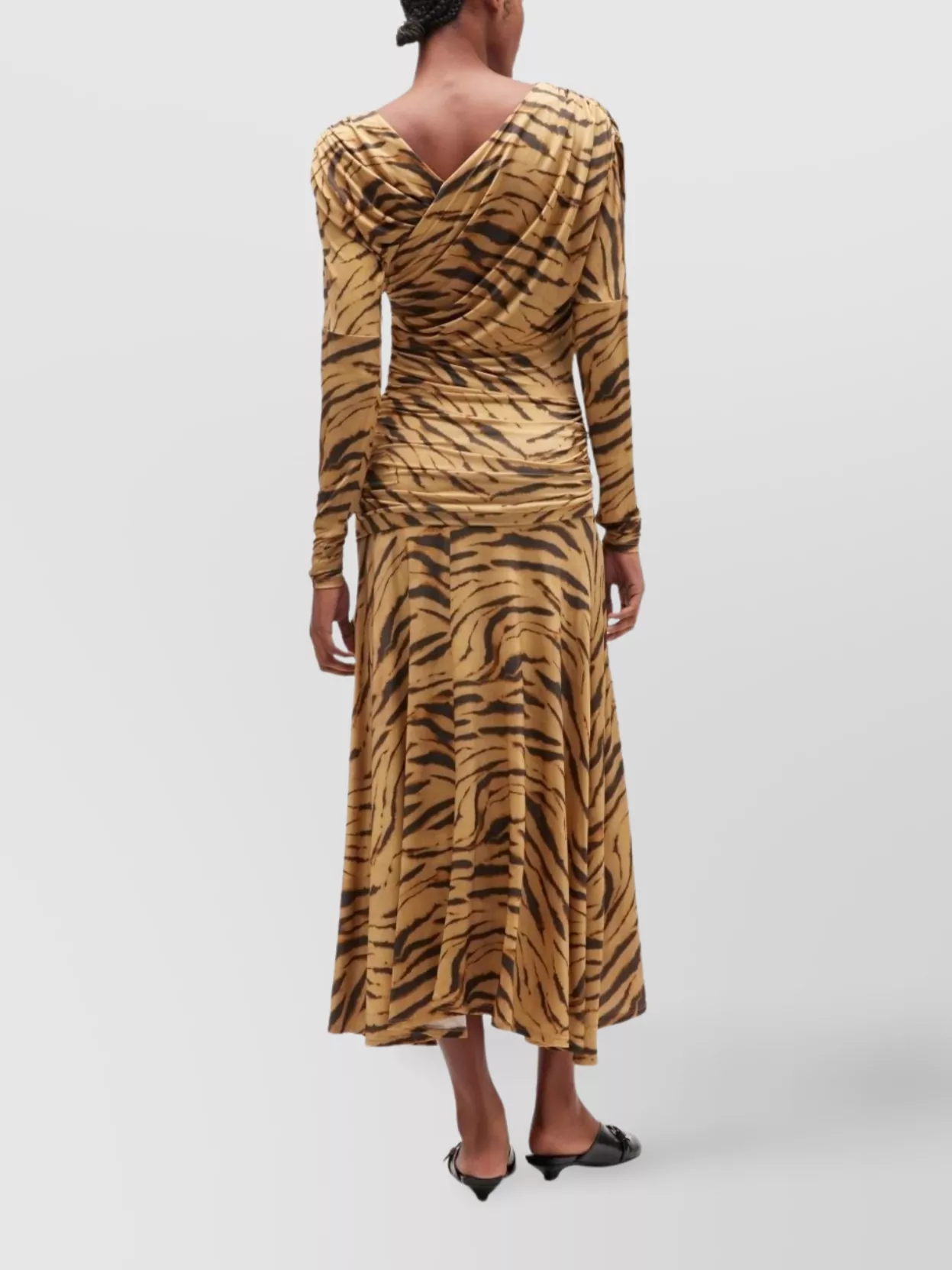Ganni Long Dress With Tiger Print Design