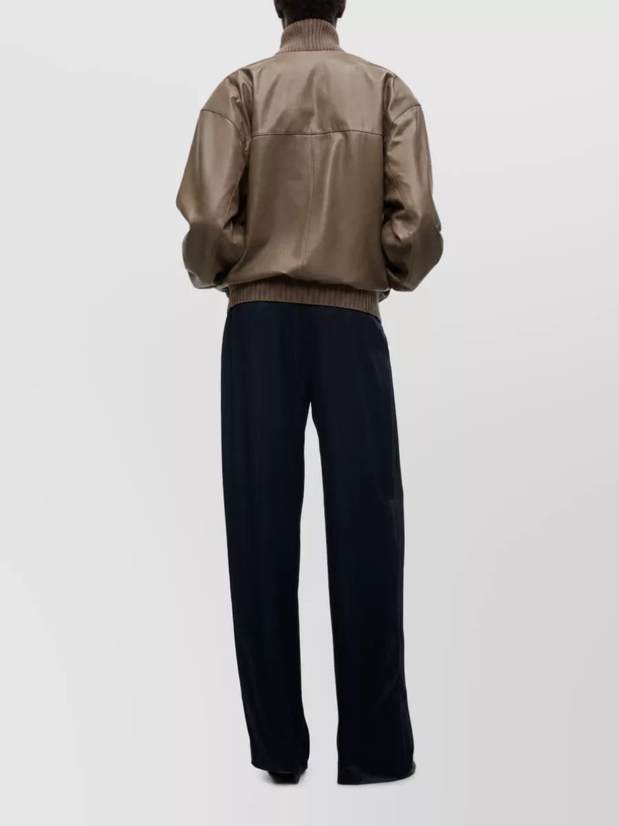 Victoria Beckham Leather Ruched Bomber Jacket