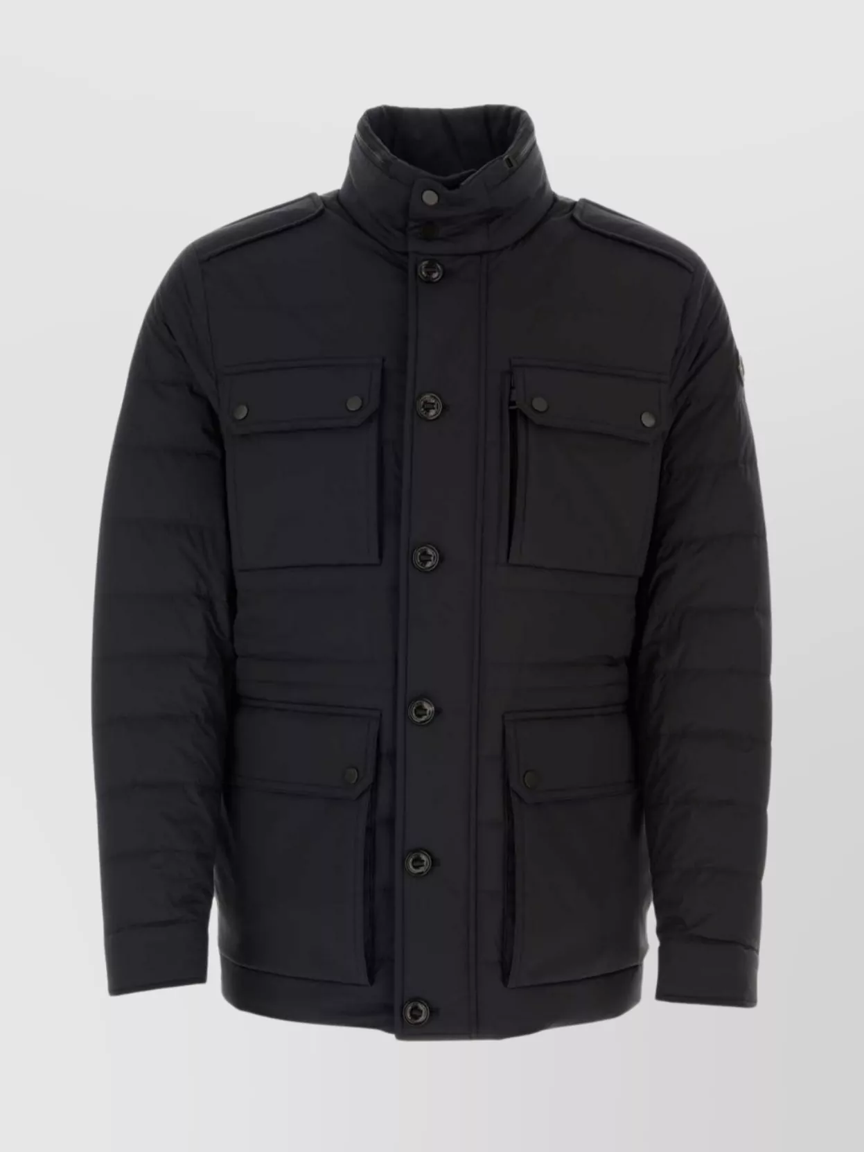 Moncler Stretch Nylon Down Jacket With Quilted Design In Blue