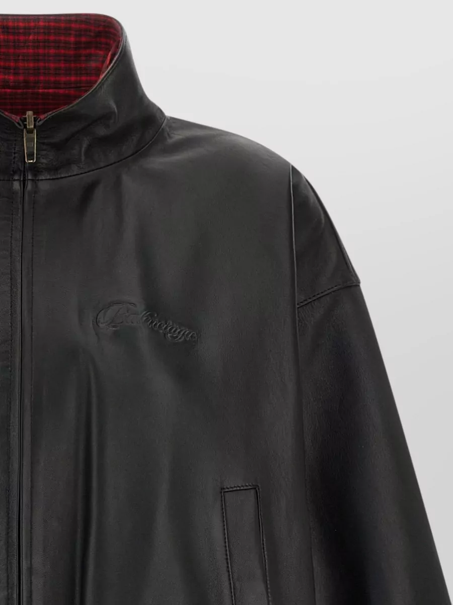 Balenciaga Lamb Leather Reversible Oversized Bomber Jacket