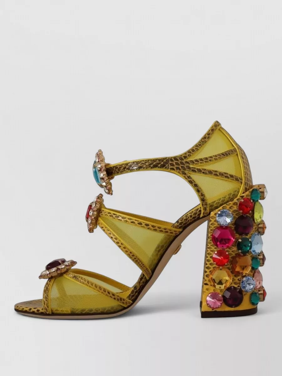 Dolce&Gabbana Leather Crystal-Embellished Sandals